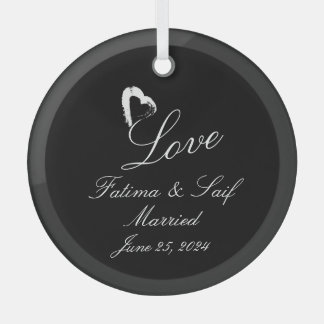 En Verre Lune Coeur Marié Ornement Mariage Cadeau
