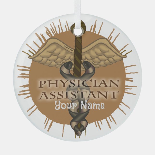 En Verre Médecin Assistant Caduceus ornement (Recto)