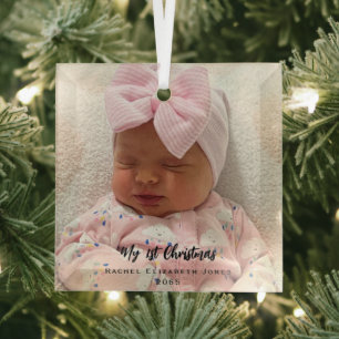 En Verre Mon 1er ornement photo de bébé de Noël