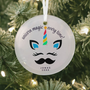 En Verre Nom de la licorne Ornement - Cadeau de Noël person