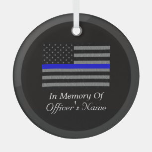 EN VERRE ORNEMENT À LA MÉMOIRE D'UN AGENT DE POLICE DÉCÉDÉ