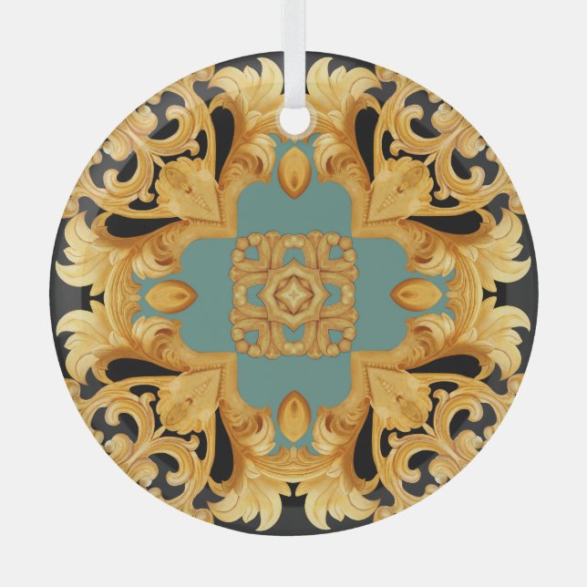 En Verre Ornement baroque doré éléments 3D (Recto)