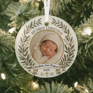 En Verre Ornement chrétien catholique pour le premier Noël