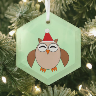 En Verre Ornement de la chouette de Noël