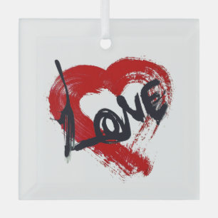 En Verre Ornement des Coeurs d'amour