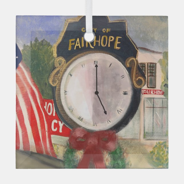 En Verre Ornement d'horloge de Fairhope (Recto)