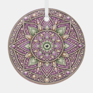 En Verre Ornement Mandala Vibrant – Géométrique Coloré