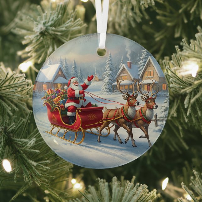 En Verre Ornement Rond de Noël Classique (Insitu)