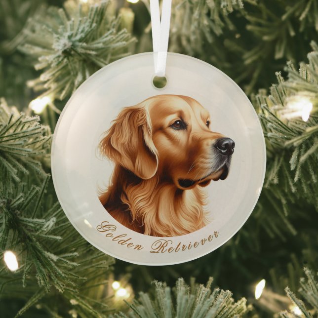 En Verre Ornement rond Golden Retriever (Insitu)