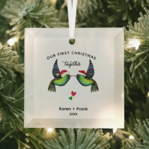 En Verre Premier Noël Ensemble Ornement - Inséparables