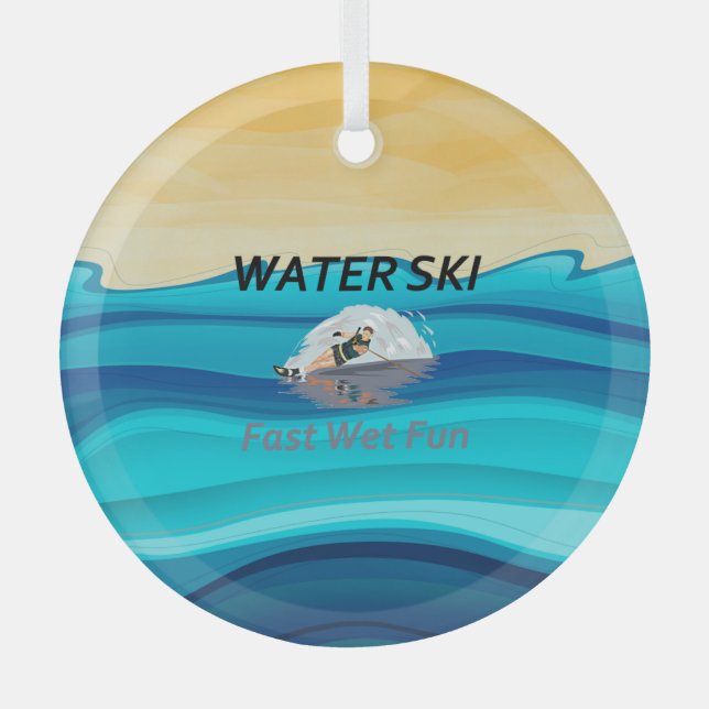 En Verre TOP Water Ski Glass Ornement (Recto)