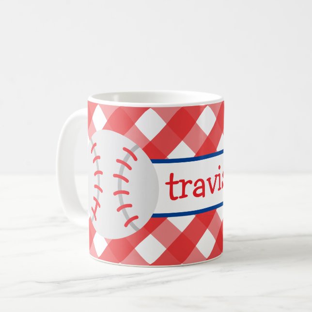 en vichy baseball Mug personnalisée (Devant gauche)
