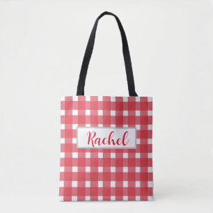 En vichy blanc rouge Sac fourre-tout personnalisé