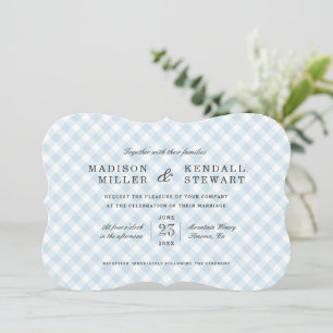 En vichy bleu doux   FAIRE-PART DE MARIAGE