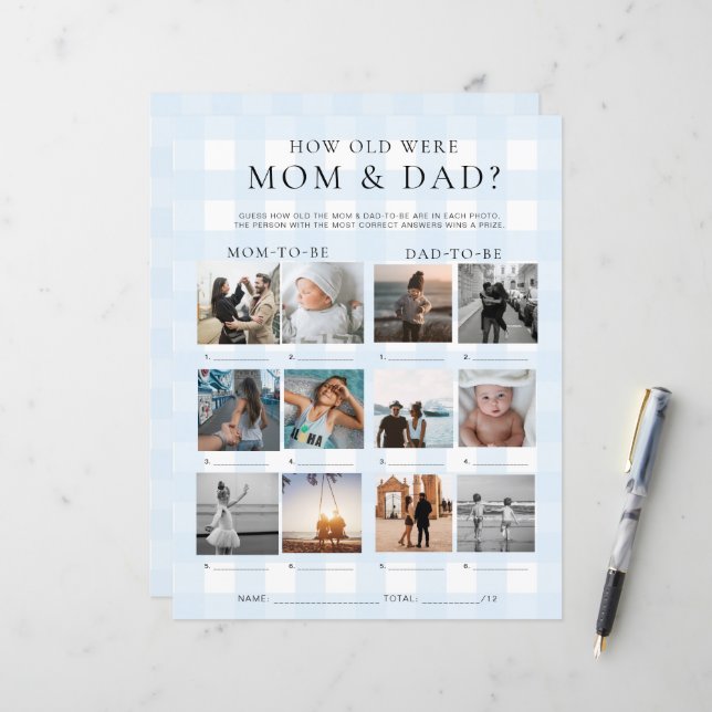 En vichy bleu Quel âge ont été maman et papa jeu d (Devant/Arrière en situation)