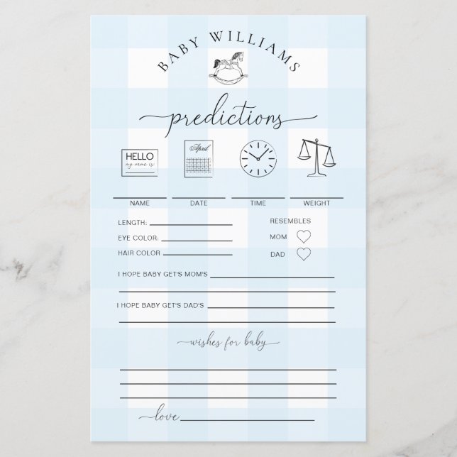 En vichy bleu Rocse Cheval Baby Predictions Jeu (Devant)