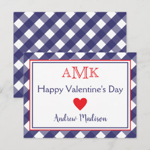en vichy Cartes de classe de Monogram Valentine