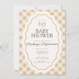 en vichy Goose Triplet Baby shower Invitation