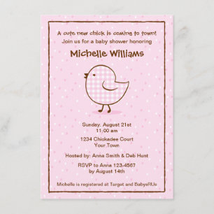 En vichy Invitation au Baby shower de poussins