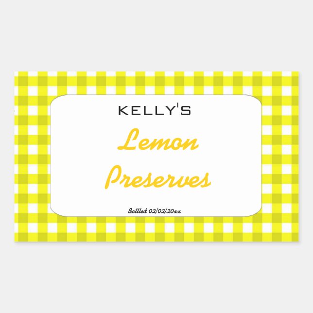 En vichy jaune citron confit étiquette (Devant)