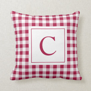 en vichy Maroon Monogram Coussin