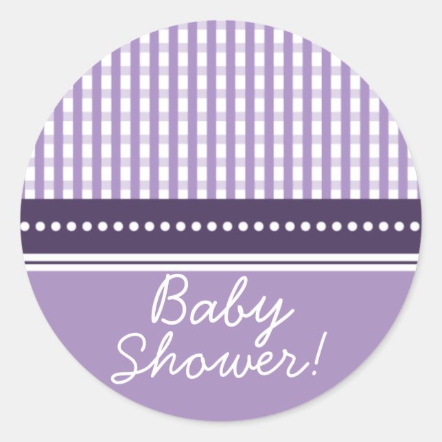 En vichy nouveau bébé| Sticker Baby shower : Lilac (Devant)