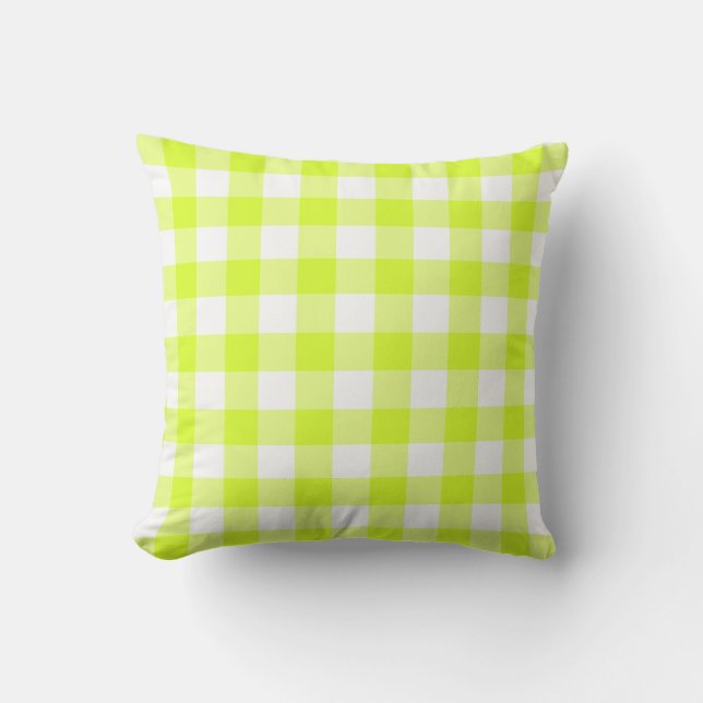 en vichy oreiller jetable blanc et vert citron mot (Recto)