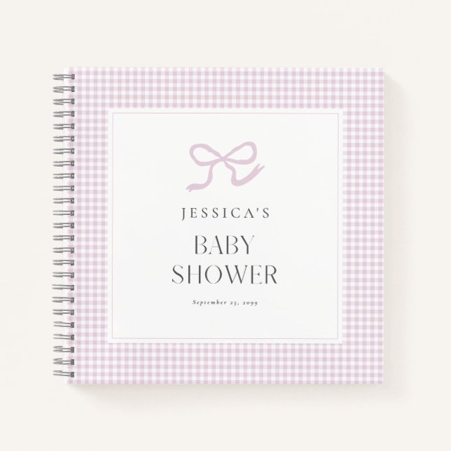 en vichy Pink Bow Baby Girl Baby shower livre d'in (Devant)