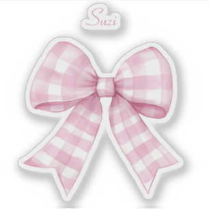 en vichy vérifier Bow rose avec le sticker Vinyl d