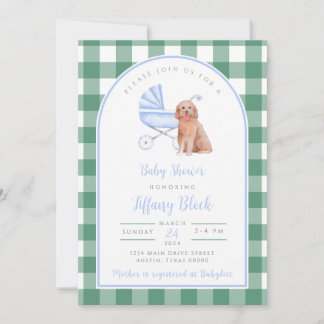 en vichy Vérifier Invitation Baby shower chien chi