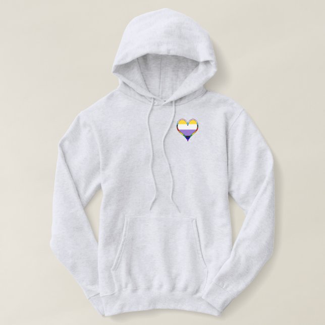 Enby Pride Sweat - shirt à capuche de coeur (Design devant)