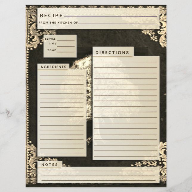 Encart de recette de famille vintage (Devant)