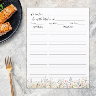 Encart de recette floral coloré aquarelle élégant