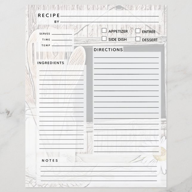 Encart de reliure de recette vintage (Devant)