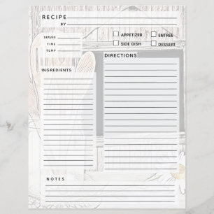 Encart de reliure de recette vintage