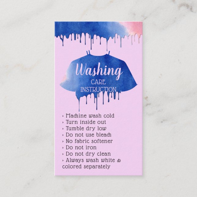 Encart de soin de lavage de vêtements (Devant)