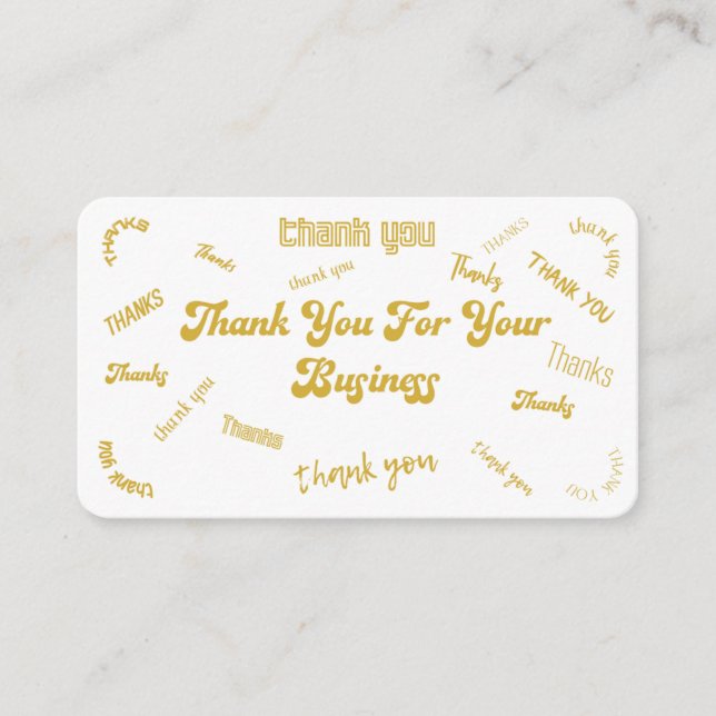 Encart « Merci » personnalisable or et blanc (Devant)