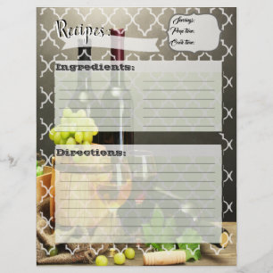 Encarts de recettes de vignoble