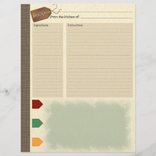 Encarts de recettes pour classeur de recettes