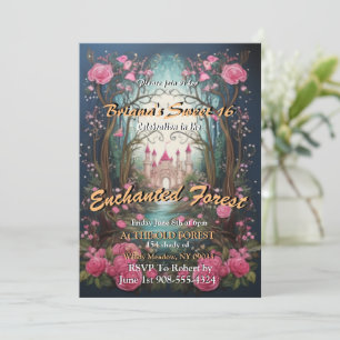 Enchanted Forest Castle Sweet 16 Invitation