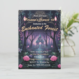 Enchanted Forest Castle Sweet 16 Invitations