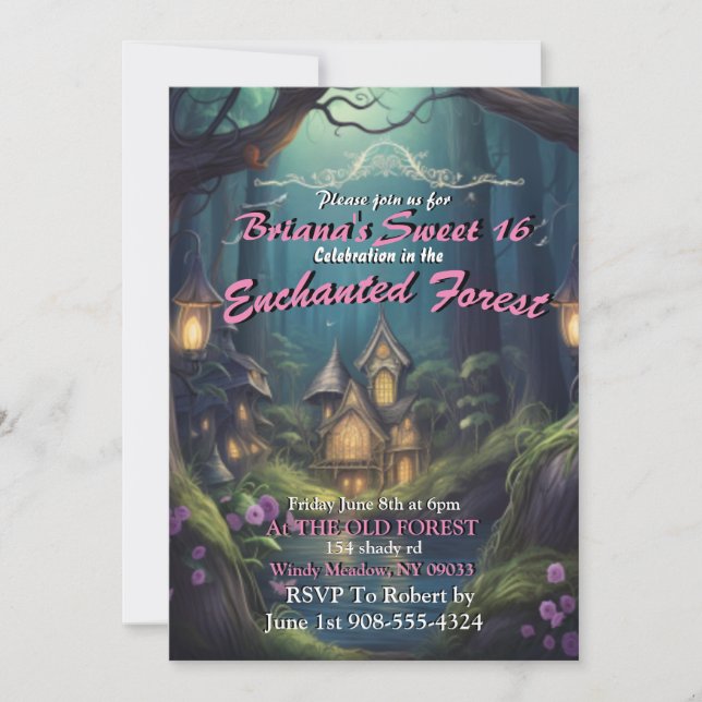 Enchanted Forest House Sweet 16 Invitations (Devant)