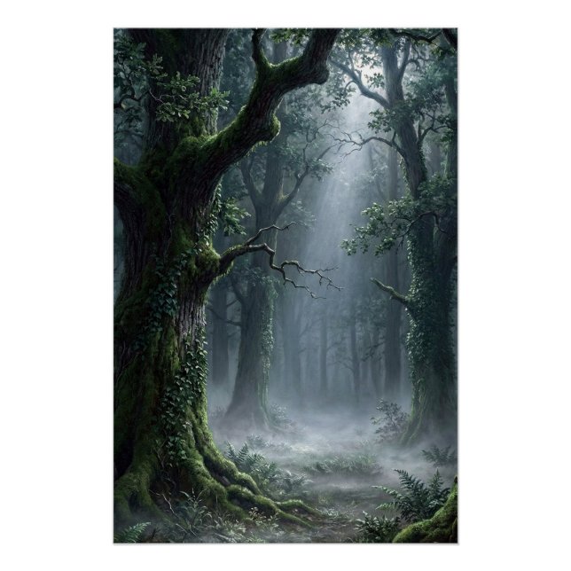 Enchanted Forest | Misty Woodland Fantasy Poster (Devant)