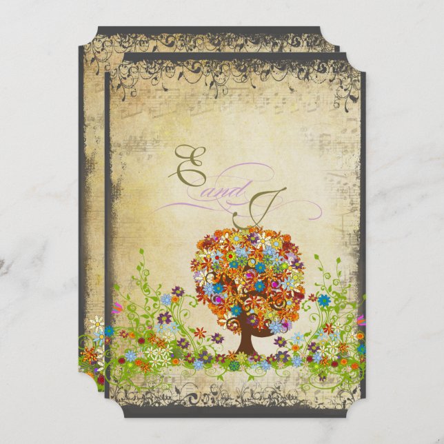 Enchanted Forest Side Branch Wedding Invitations (Devant / Derrière)