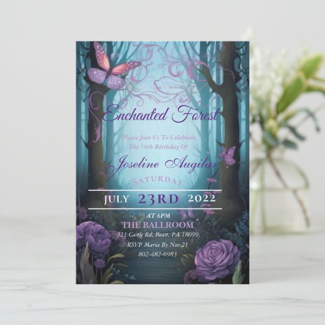Enchanted Forest Sweet 16 Invitations (Debout devant)