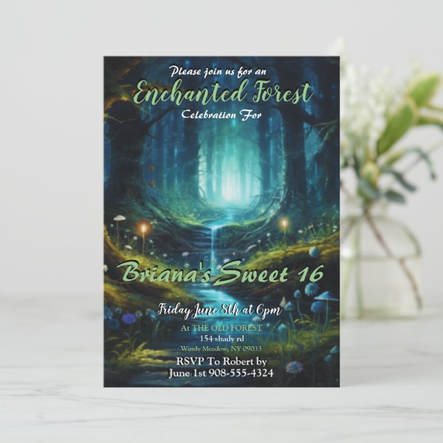 Enchanted Forest Sweet 16 Invitations (Debout devant)