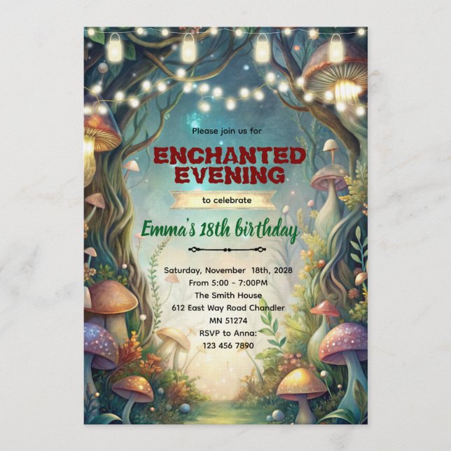 Enchanted Forest Theme Quince invitation (Devant)