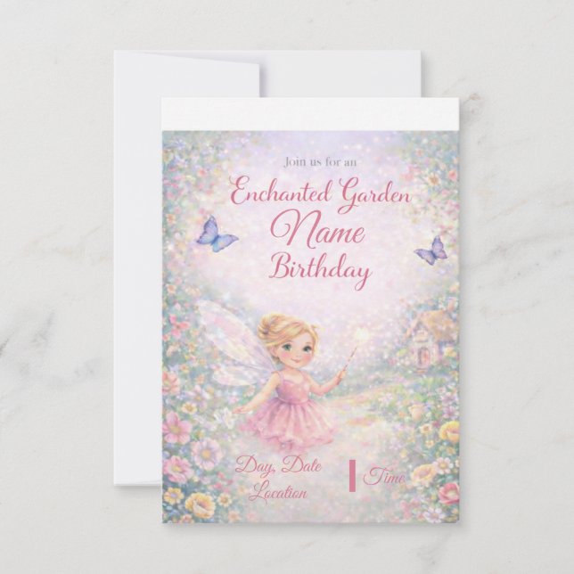 Enchanted Garden Fairy Birthday Invitations (Devant)
