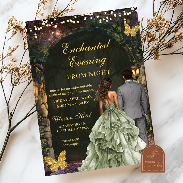 Enchanted Green Forest Prom Invitation (Créateur téléchargé)