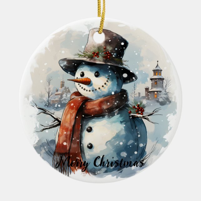 🎄 Enchanted Snowman Ornement de Noël (Devant)